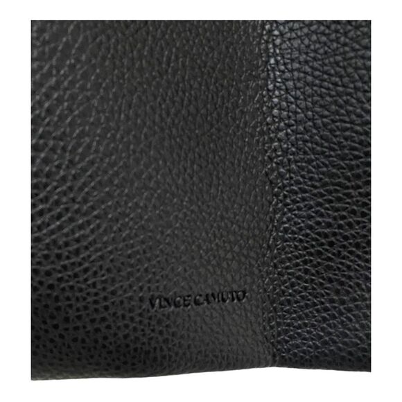 Vince Camuto Faux Leather Pebbled Black Tote with Gray Stripe - Picture 4 of 5